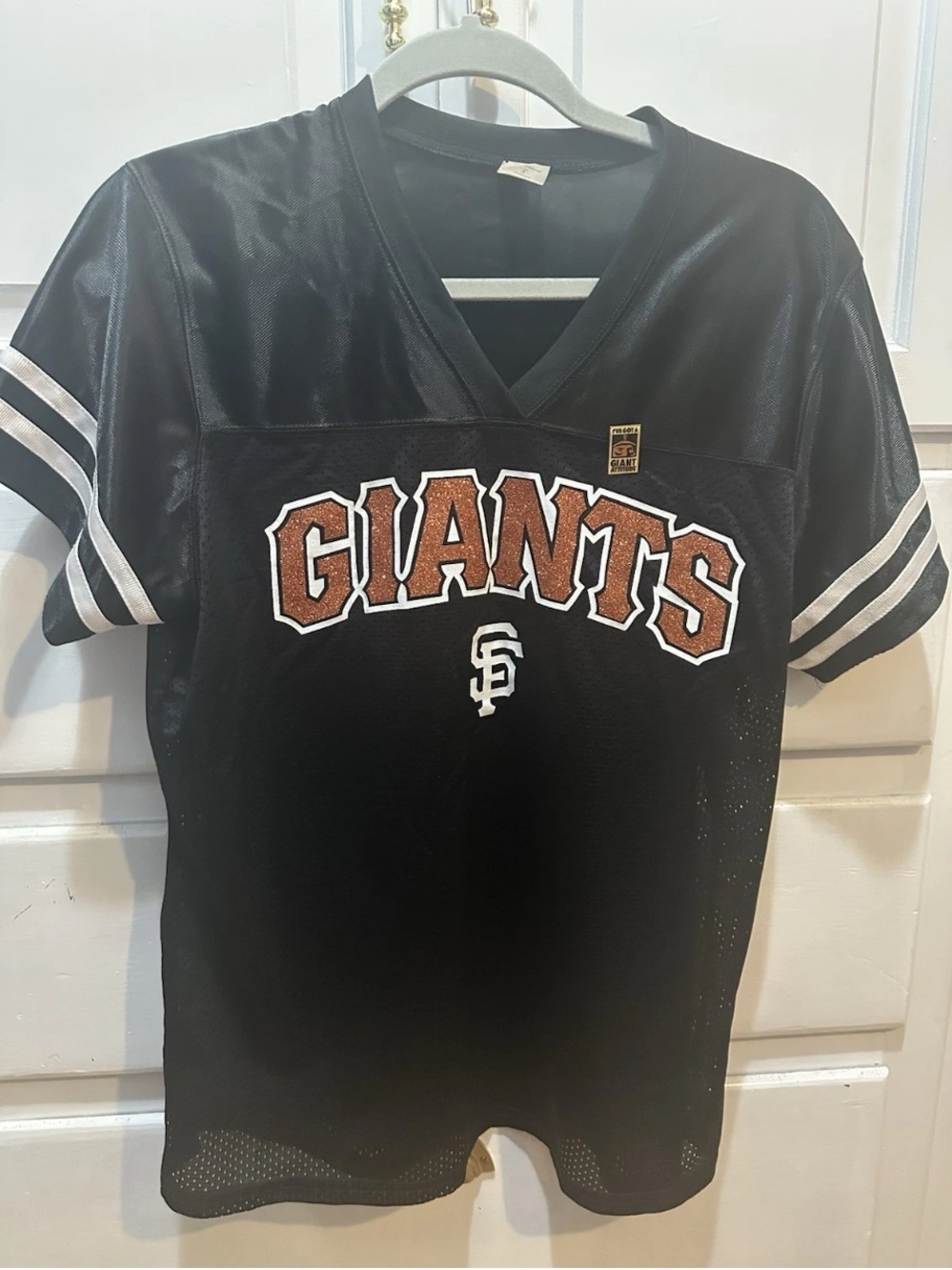 San Francisco Giants Ladies Net Jersey With Orange Glitter Letters Bonus Pin L